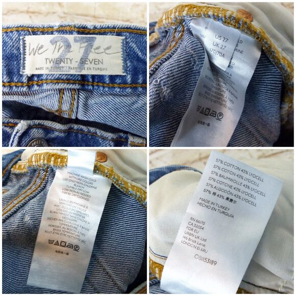 We The Free People Laurel Canyon Flare Jeans Womens 27 Blue Wilson Denim FLAWS - Picture 8 of 15